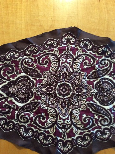 NWT Echo silk Scarf diamond brown & wine paisley 42" by 17" 1R - Picture 6 of 10