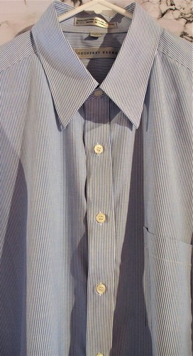 MEN'S GEOFFREY BEENE BLUE & WHITE PINSTRIPE BUSINESS SHIRT SIZE 43CM - Picture 13 of 14