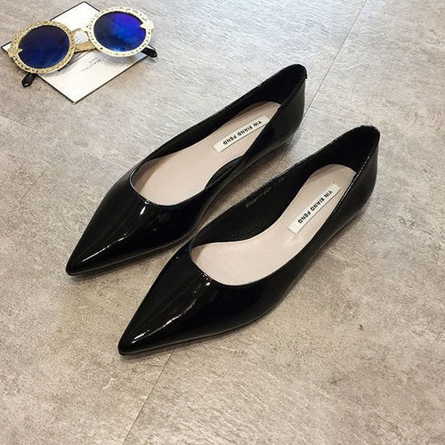 Women Flats Patent Leather Slip on Pointed Toe Footwear Casual Shoes Size 31-44 - Picture 16 of 22