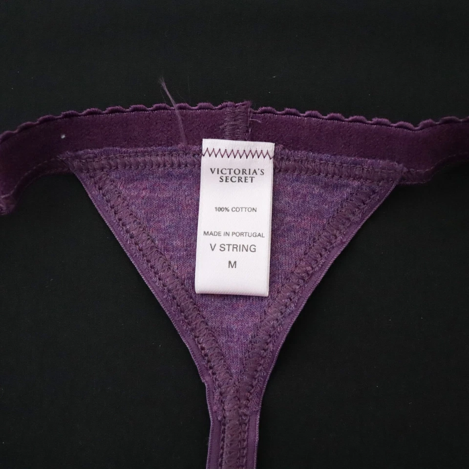 VINTAGE Victoria's Secret NEW 100% Cotton Signature V-String Thong Panty S M - Image 2 of 3