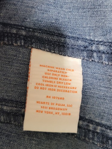 Hearts of Palm Denim Jean Jacket Women's Size 6P Embellished Snap 3/4 sleeves - Picture 9 of 10