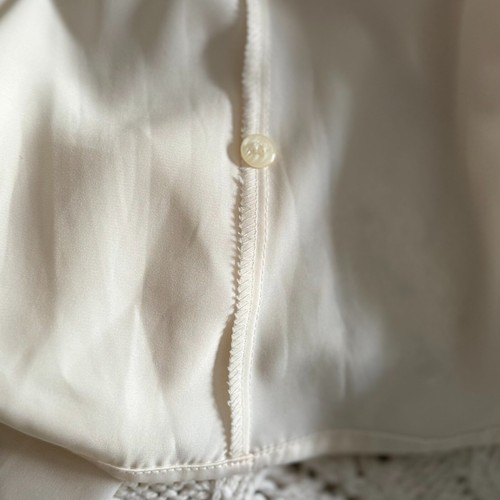 Y2K KAREN SCOTT Blouse XL Petite Cream Ivory Flowy Button Shirt Vtg Quiet Luxury - Picture 13 of 13
