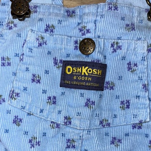 Vintage Oshkosh B'Gosh Floral Corduroy Overalls Y2K Size 5 - Picture 5 of 6