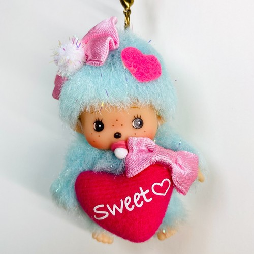 Monchhichi Bebichhichi Caramelo Llavero Brillo Tamaño SS Muñeca de Peluche Azul Super Raro - Imagen 3 de 5
