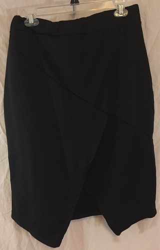 Sky Brand solider schwarzer Rock elastischer Bund mit asymmetrischem Saum an den Seiten Gr. XL - Bild 1 von 4