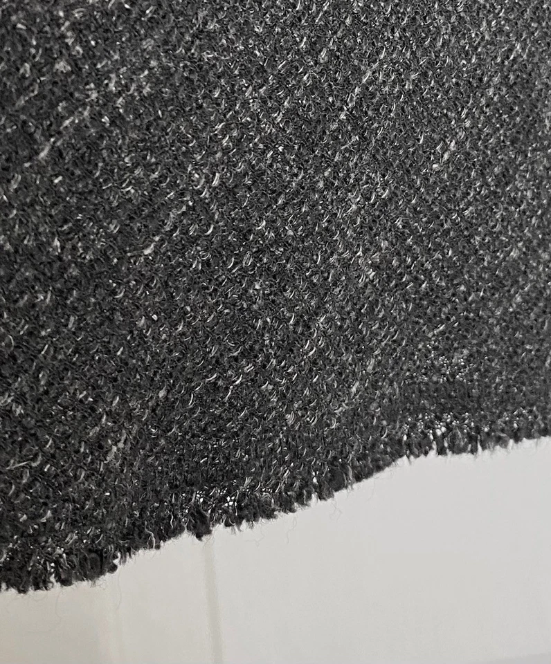 Falda midi EILEEN FISHER negra blanca gris elástica tweed flecos dobladillo deshilachado M 10/12 Foto 3 de 4