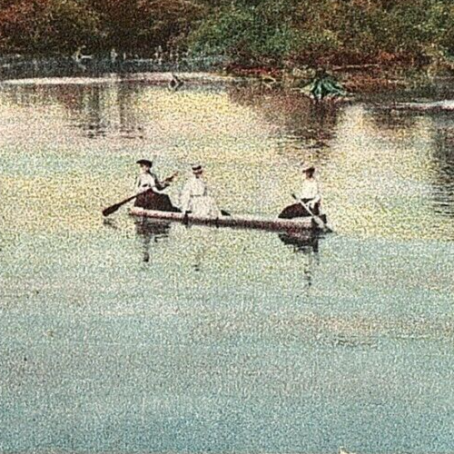 c.1908 Scene on Cussewago Creek Meadville PA Postcard Ladies Paddling Canoe - Picture 1 of 3