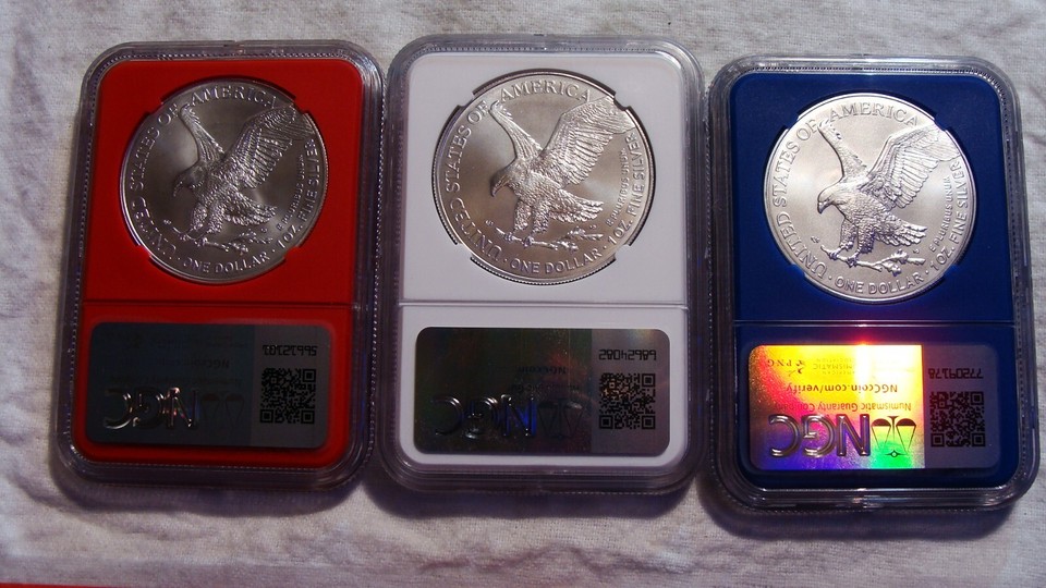 2024 (w) RED/WHITE/BLUE NGC Holder Trump Label American Silver Eagles
