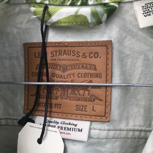 LEVIS Premium Big E Trucker Jean Jacket Tropical Fern Green Men's L ZZZ - Picture 2 of 5