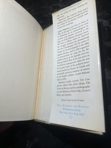 Lazarus Andre Malraux 1977 HC English Translation Personal Meditation on Death - Bild 11 von 11