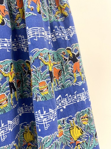 Vtg 50s Novelty Print Latin Dancer Musical Note Pinup Rockabilly Full skirt - Picture 7 of 8