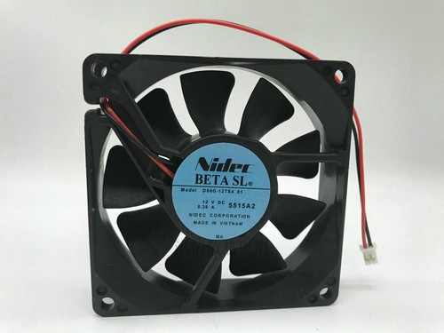 NIDEC D08G-12TS4 01 12V 0.38A 8cm 8020 2-wire chassis cooling fan - Picture 1 of 3