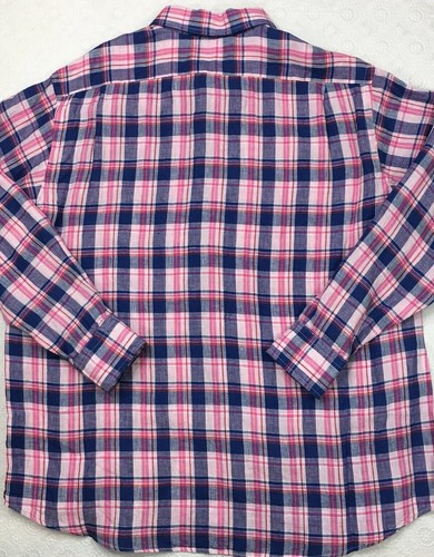 Camisa CREMIEUX Para Hombre 100% LINO L/S XL X-Large Rosa a Cuadros Multicolor Nueva $89+ - Imagen 3 de 6