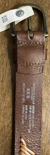 American Eagle XS/S Cow Leather Brown Belt Lace Pattern 1-1/4”Wide EUC - Picture 4 of 7