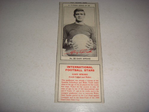 FOOTBALL  GARY SPRAKE LEEDS UTD  - TYPHOO TEA INTERNATIONAL SOCCER STARS RARE - Picture 1 of 2
