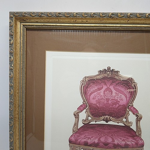 Vintage Chippendale XVIII Century Pink & Gold Chair Matte Print Framed 36.5X44cm - Picture 2 of 21