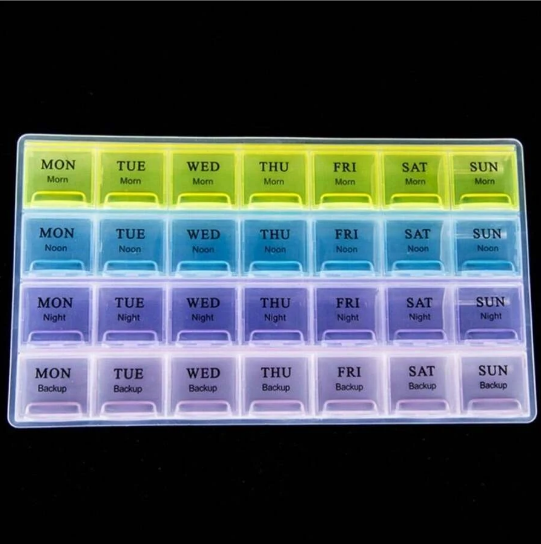 Weekly Pill Organizer 4-Times A Day Medicine Cases Boxs For Vitamins-image