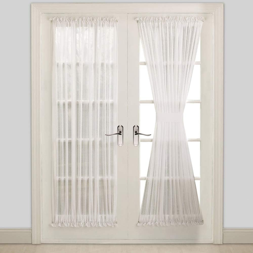 Pair of Sheer White French Door Curtains in 40" (Width) by 72" (Length) Size. Ou - Picture 2 of 5