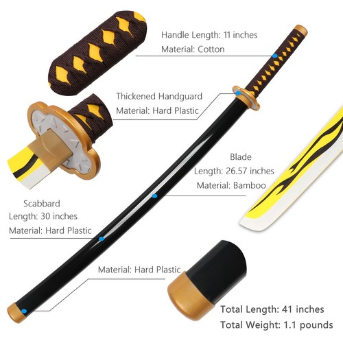 41'' Demon Slayer Katana Swords Tanjiro Zenitsu Cosplay Weapon Samurai Sword - Picture 45 of 61