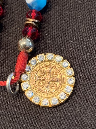 Jerusalem Kreuz Böser Blick Bettelarmband facettierte Glasperlen Hl. Benedikt Vin - Bild 2 von 6