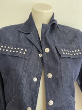 Gianni Versace Denim Jacket Jeans Couture S Silver Medusa Studs Made In Italy