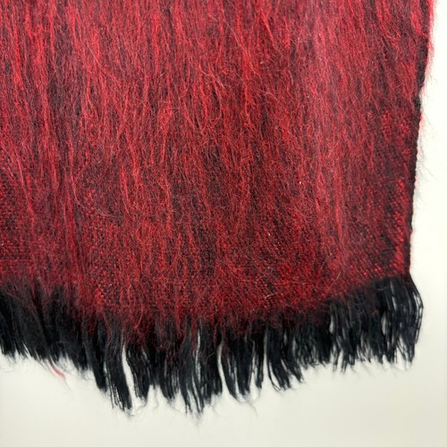 Unbranded Womens Large Rectangular Scarf Wrap Fuzzy Red Black Fringe Alpaca? - Picture 3 of 8