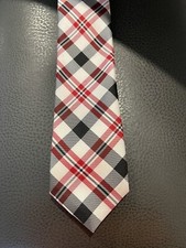 Boy  s Red Black Red Plaid Tartan Tie Size 8-14 By Place 1989