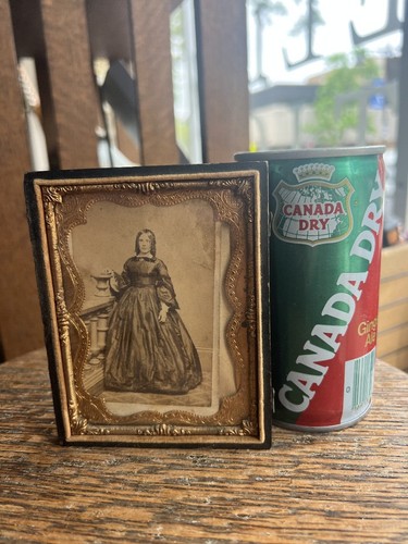 Antikes Ambrotype Foto umdrehende Frau in viktorianischer Kleidung - Bürgerkriegser - Bild 10 von 12