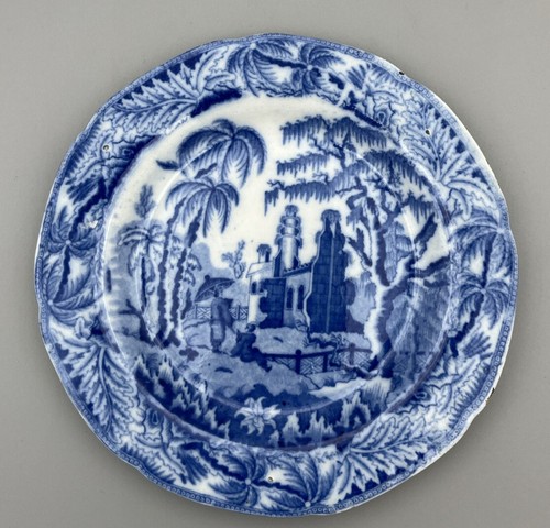 Antiguo Plato Inglés Davenport Georgiano Chinoiserie Ruinas Patrón 17cm Pequeño - Imagen 2 de 12
