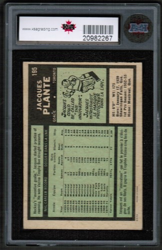 1971 72 OPC O-Pee-Chee #195 Jacques Plante KSA 7 NM Toronto Maple Leafs - Picture 2 of 2