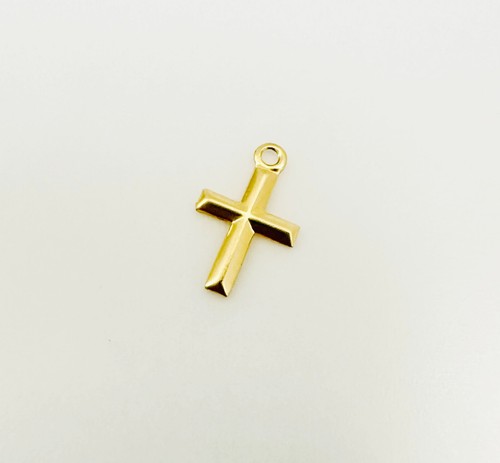 14K massiver Gelbgold Mini Kreuz Charm Anhänger: keine Kaution, mit Kaution, mit Federverschluss - Bild 5 von 29