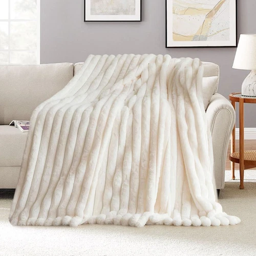 Luxus Kunstfell Überwurf Decke ultraweich kuschelig wendbar warm Schlafsofa Überwürfe - Bild 12 von 23