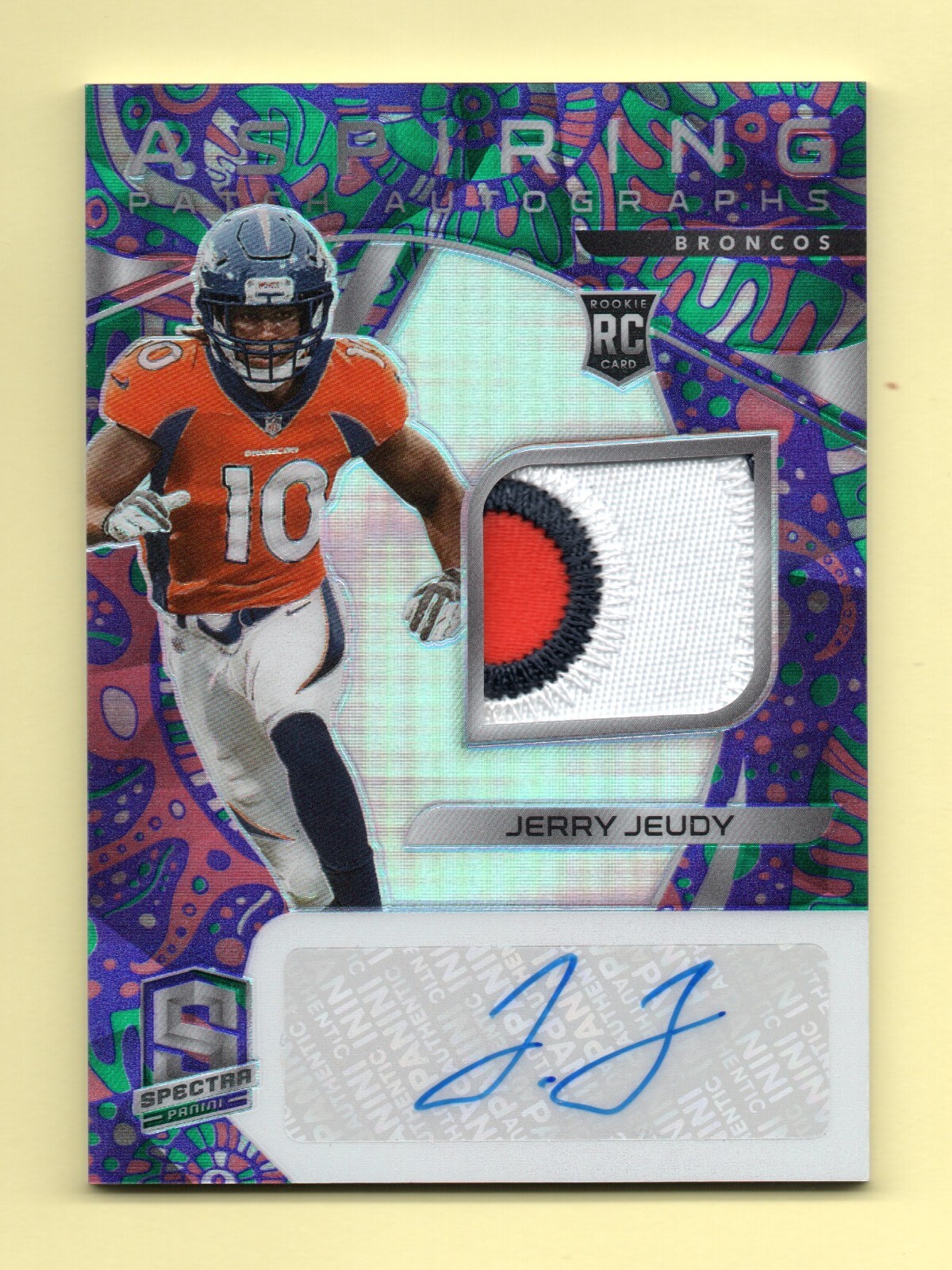2020 Panini Spectra PSYCHEDELIC RPA Jerry Jeudy #/5 SP RC AUTO PATCH - BRONCOS