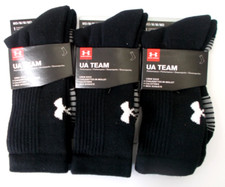 3 PAIR Under Armour UA Team Crew Socks Black White Size Medium M 4-8.5 W 7-10.5