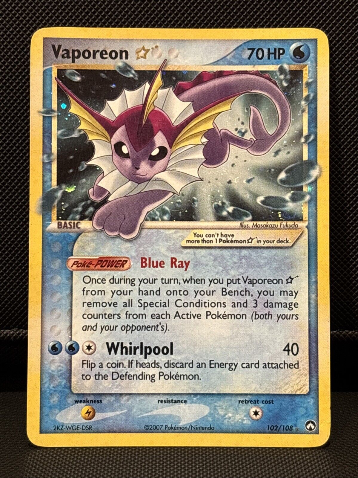Pokemon TCG English Card ex Power Keepers Shining Vaporeon Gold Star 102/108 MP