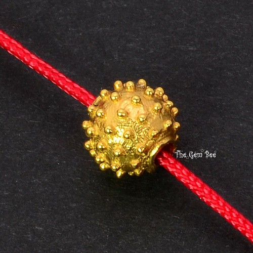 6mm 18k Solid Yellow Gold Spiky Ball Sphere Round Spacer Finding Bead (1) - Picture 2 of 6