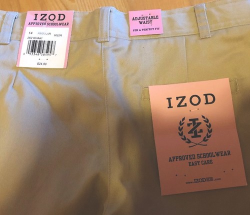 NWT Izod Approved School Uniform Wear Pants Khaki 14 Adjustable Waist Kids Girls - Picture 3 of 3