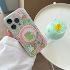 Cute Bunny Glitter Mag Safe Holder + Case Cover For iPhone 16 Pro Max 15 14 13