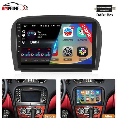DAB+ Android 15 Autoradio GPS Navi CarPlay Für Mercedes Benz SL R230 SL350 SL500 - Bild 1 von 23