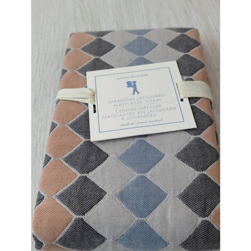 Pottery Barn Kids Diamant Jacquard Standard Kissen Schein Baumwolle 20" x 26" Neu - Bild 3 von 6