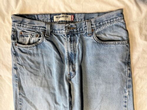 Vintage Levis 505 Blue Denim Jeans Herren 36x34 Regular Fit Straight Cowboy Arbeit - Bild 4 von 6