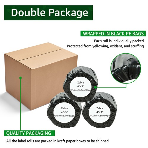 15 rollos 4x3 envío térmico directo 500 etiquetas para Zebra LP2824 LP2844 LP2442 - Imagen 13 de 18
