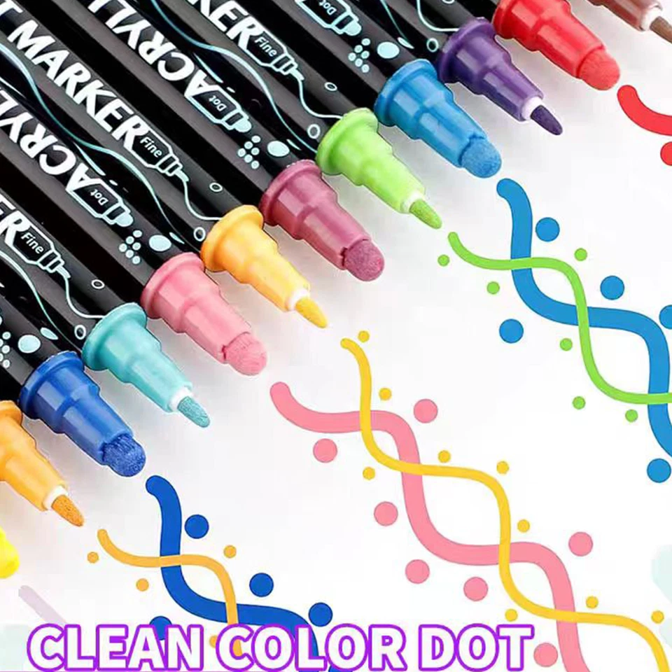 12/26 Pcs Dual Tip Acrylic Marker Paint Pens Set Permanent for Art DIY Project - Image 4 of 4