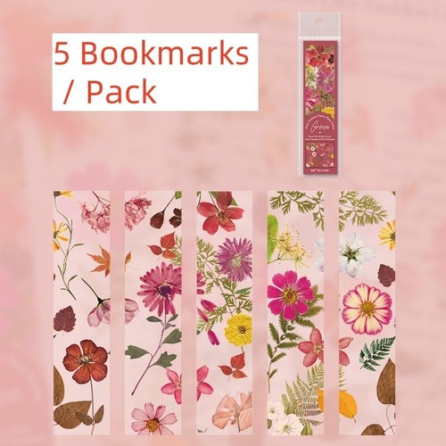 Set of 5 - Seasons Flowers Bookmarks Readers Reading Gift For Book Lovers - Foto 11 di 13