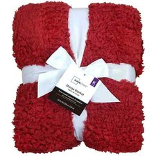 Mainstays Faux Shearling Blanket, Dk. Red, King 102"X90", for Adult