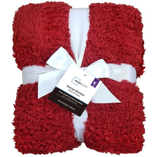 Manta de piel de oveja sintética Mainstays, Dk. Rojo, King 102"X90", para adulto - Imagen 1 de 3