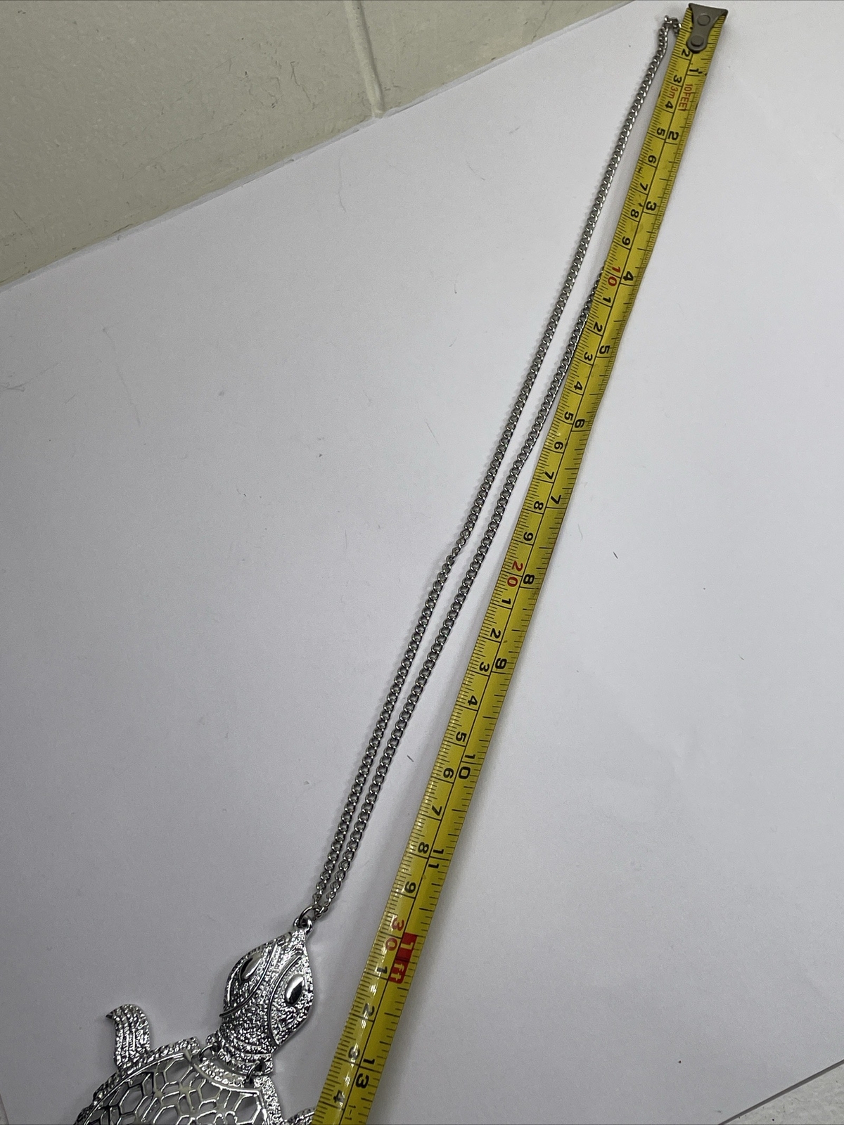 Silver Plated Large Solid Turtle Necklace Pendant… - image 11