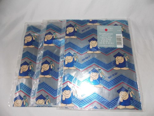 LOTE 3 Papel de Envolver de Graduación ZIGGY Vintage Metalizado American Greetings Nuevo de Lote Antiguo - Imagen 2 de 13
