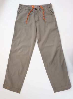 HUGO BOSS ORANGE Lisu Herren Hose Gr.48 khaki gerade Gabardine 100% Baumwolle