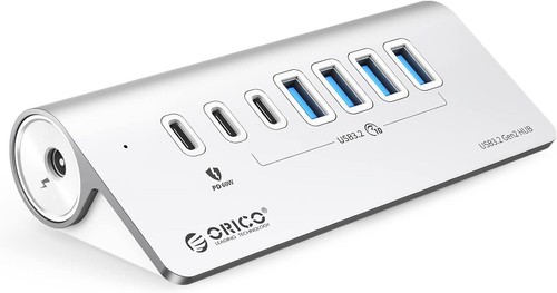 Aluminum 7-Port USB Hub - 10Gbps Data with PD Charging Capability - Picture 3 of 9
